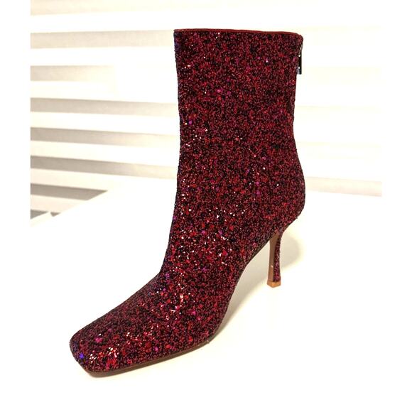 NY & Company Ankle Logan Bootie Pink Glitter Pointed Toe Stiletto Heel Sz 10 Y2K - Picture 7 of 13